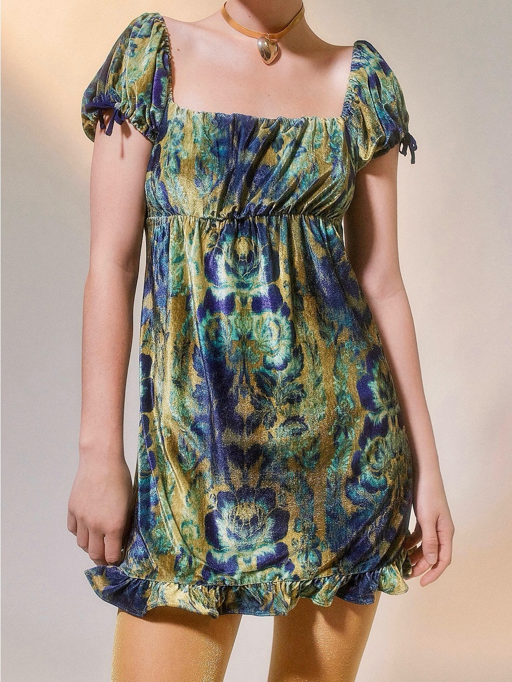 Urban Outfitters Claudette Velvet Babydoll Dress